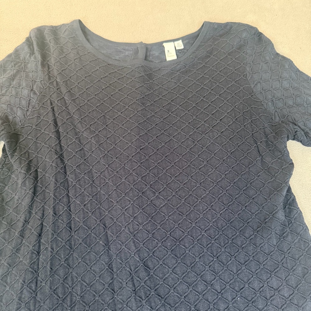 Jules & Leopold Back Button Up Navy Sweater/Top Lightweight- XS